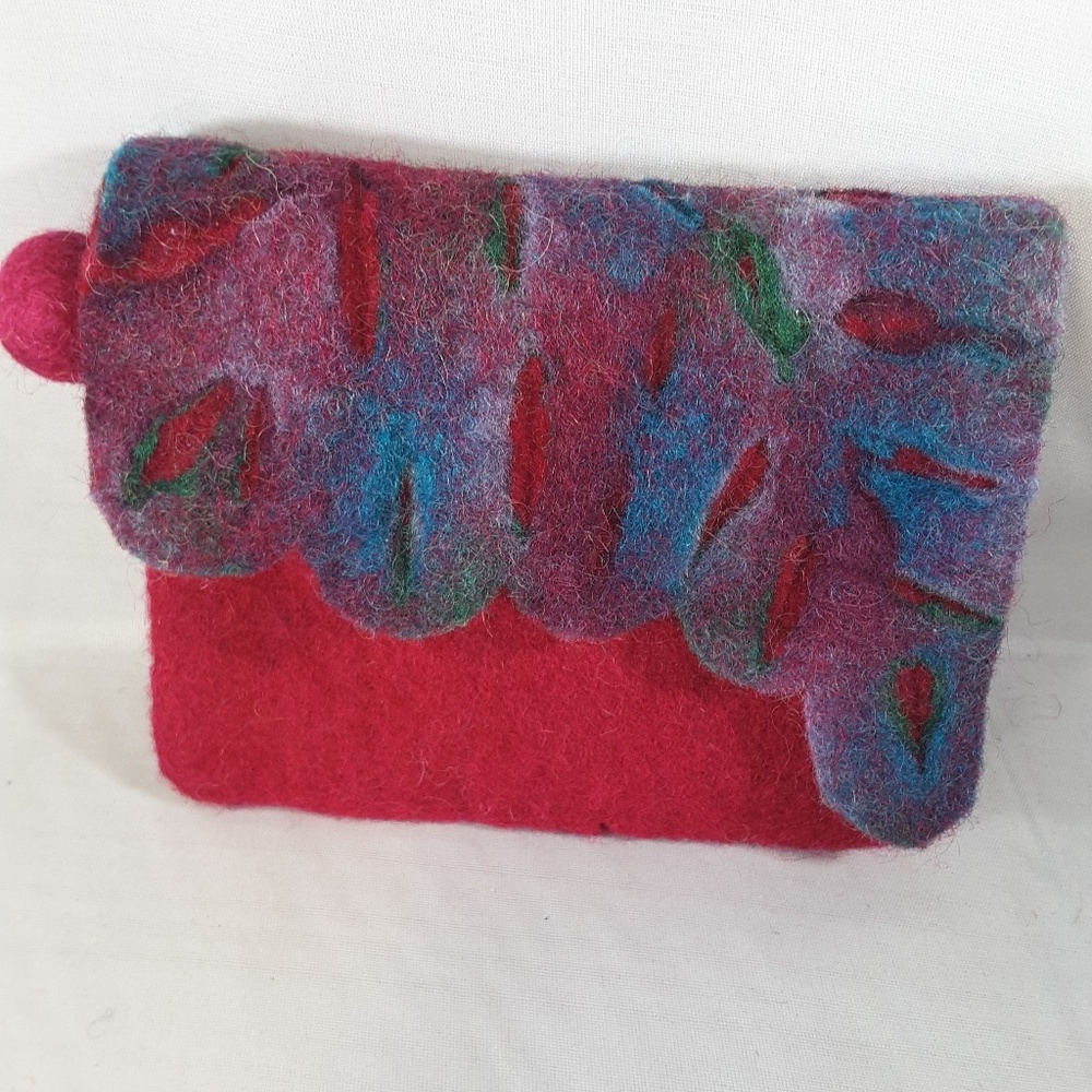 New Beautiful 100% Sheep Wool Clutch Change Purse